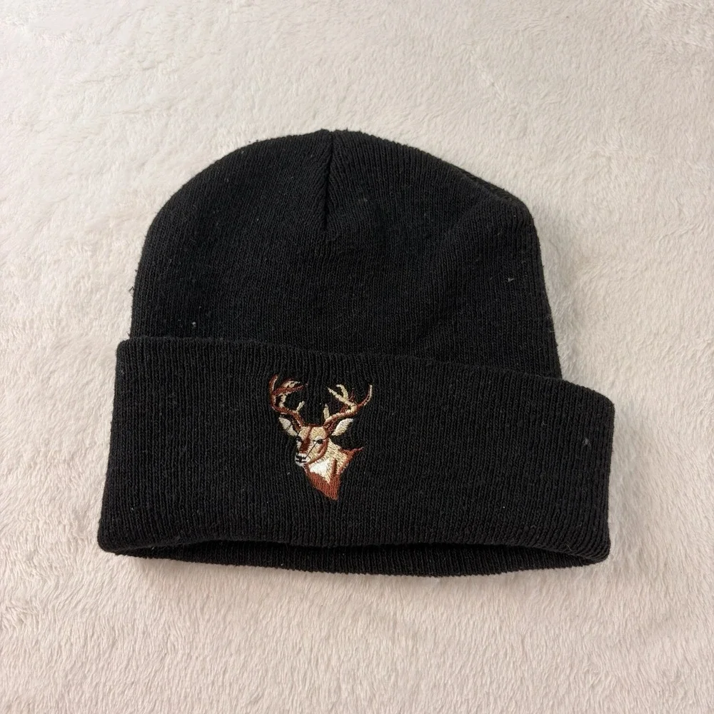 Lot of 3 Winter Beanie Hats Georgia Bulldogs Camo Deer Stag Plain Black Unisex